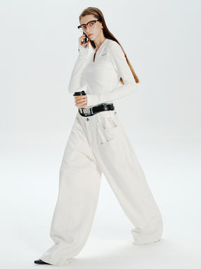 MUKTANK×MODULER Waist-Paneled Heavy-Duty Oversized Jeans