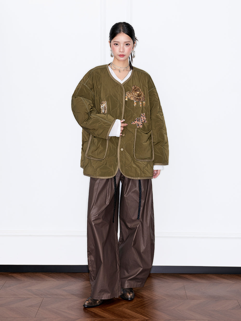 MUKZIN“Capsule Collection”Chinese Style Gilded Embroidery Oversized Silhouette Neo-Chinese Cotton Coat