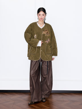 MUKZIN“Capsule Collection”Chinese Style Gilded Embroidery Oversized Silhouette Neo-Chinese Cotton Coat