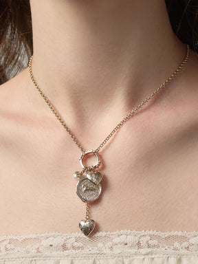 MUKTANK×SUN HUNTER Short Intricate Heart Coin Necklace