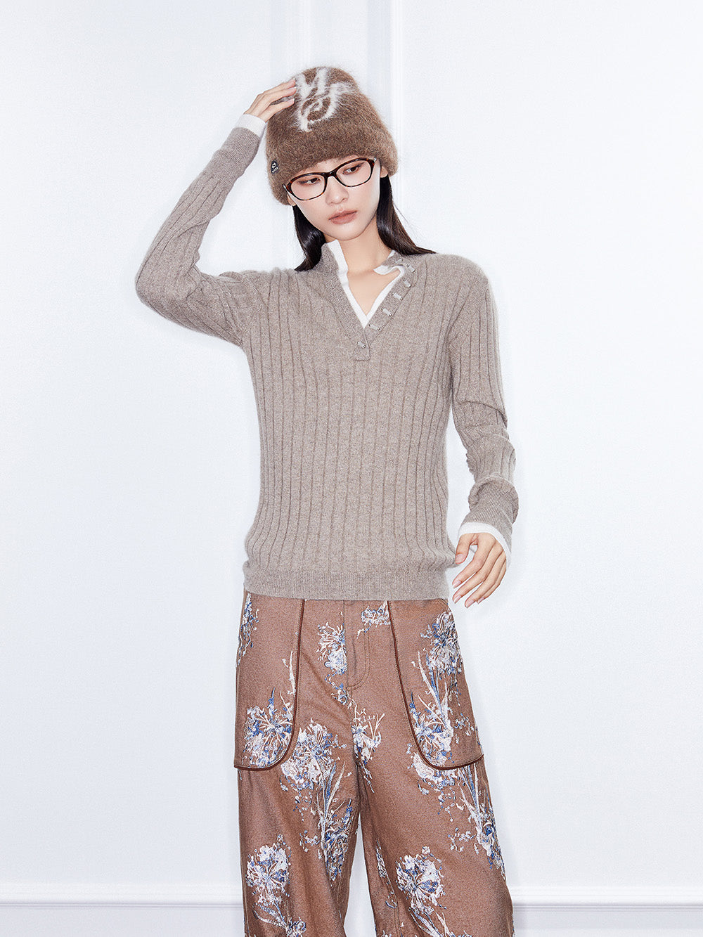 MUKZIN Linglong“bamboo joint”Slim-fit Cashmere Blended Sweater.