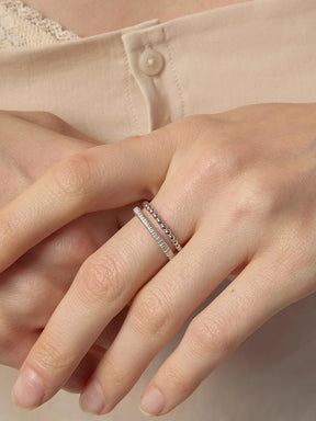 MUKTANK×SUN HUNTER Brushed Double-Layer Ring - S925 Silver