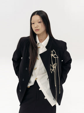 MUKTANK×LOUMUTAKU New Chinese-style Butterfly Handmade Rope Embroidery Zhongshan Suit