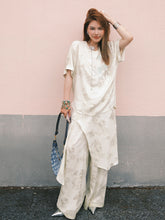 MUKZIN“Capsule Collection”Off - White Jacquard Loose Wide - Leg Pants