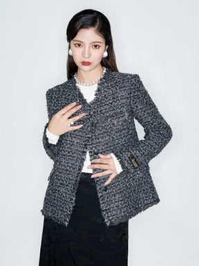 MUKZIN Linglong New Chinese-style Tweed Chanel Style Jacket