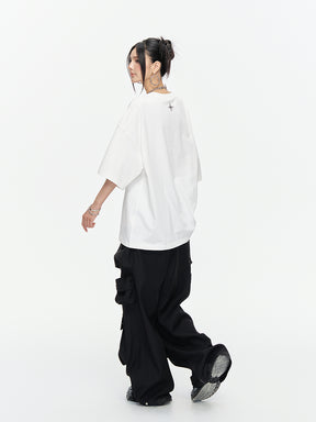 MUKTANK×ARDENCODE Reflective Print Casual 305g Heavyweight Pure Cotton Crewneck Unisex Short-Sleeved Loose T-Shirt