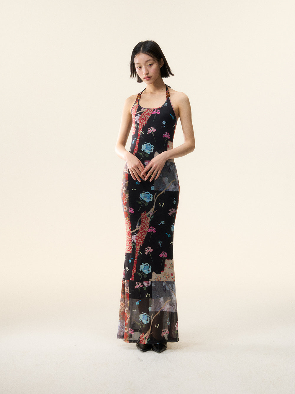 MUKTANK×LOUMUTAKU Chinese-style Beaded Suspender Dress