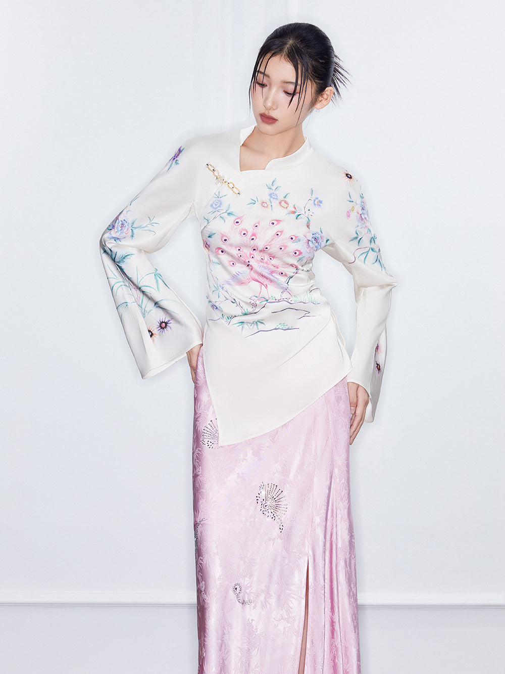MUKZIN Spring Prelude"Immortal Maiden" Irregular Cheongsam Collar Small Top Shirt