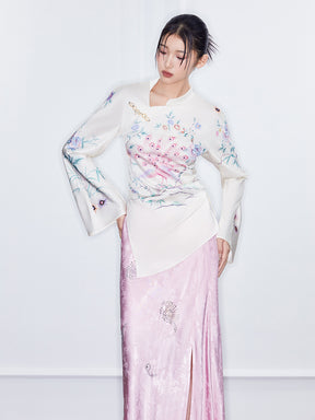 MUKZIN  Spring Prelude"Immortal Maiden" Irregular Cheongsam Collar Small Top Shirt