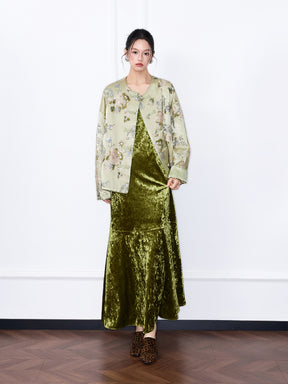 MUKZIN“Capsule Collection”Light Green Jacquard Embroidery New Chinese Style Loose Jacket