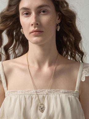 MUKTANK×SUN HUNTER Short Vintage Embossed Heart Necklace