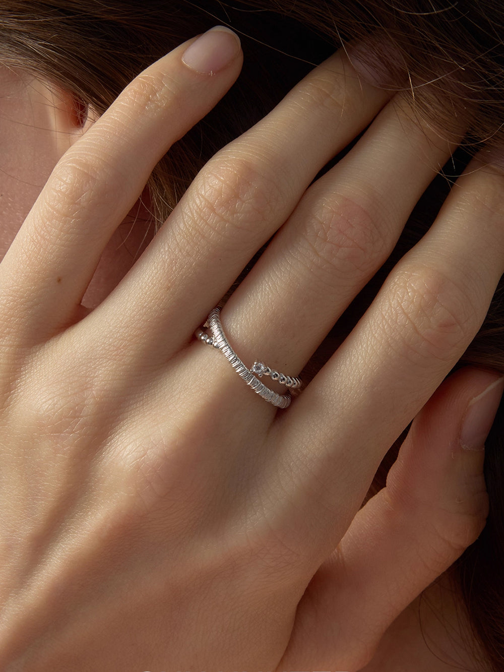 MUKTANK×SUN HUNTER Cross Wire-Wrapped Ring - S925 Silver