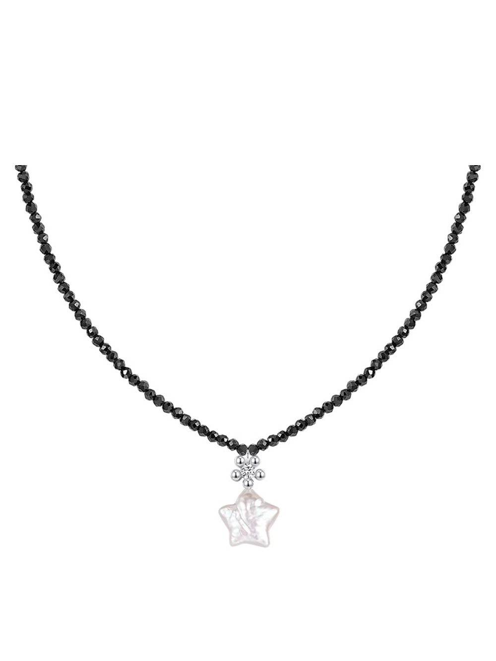 MUKTANK x SUN HUNTER Black Crystal Star Pearl Necklace