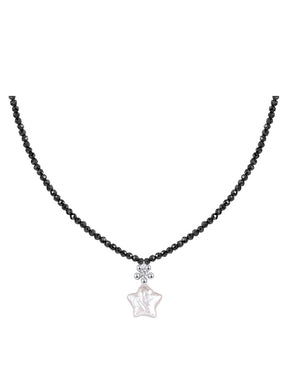 MUKTANK x SUN HUNTER Black Crystal Star Pearl Necklace