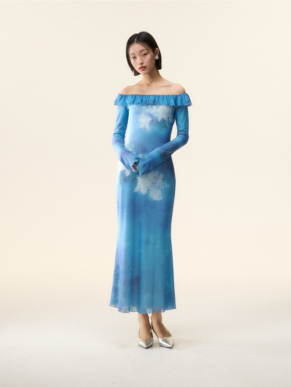 MUKTANK×LOUMUTAKU Blue Lily Dress