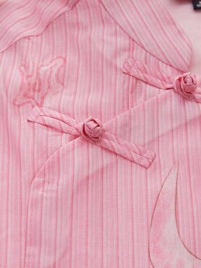 Mukzin "Ode To The New Summer" New Chinese-Style Shirt With Frog Buttons At The Collar And Printed Patterns