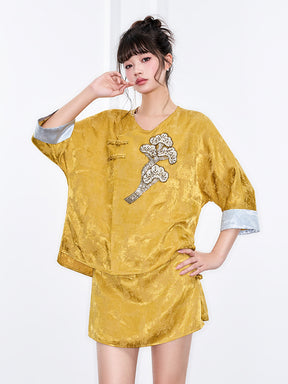 MUKZIN“Capsule Collection”Black blouse and half skirt