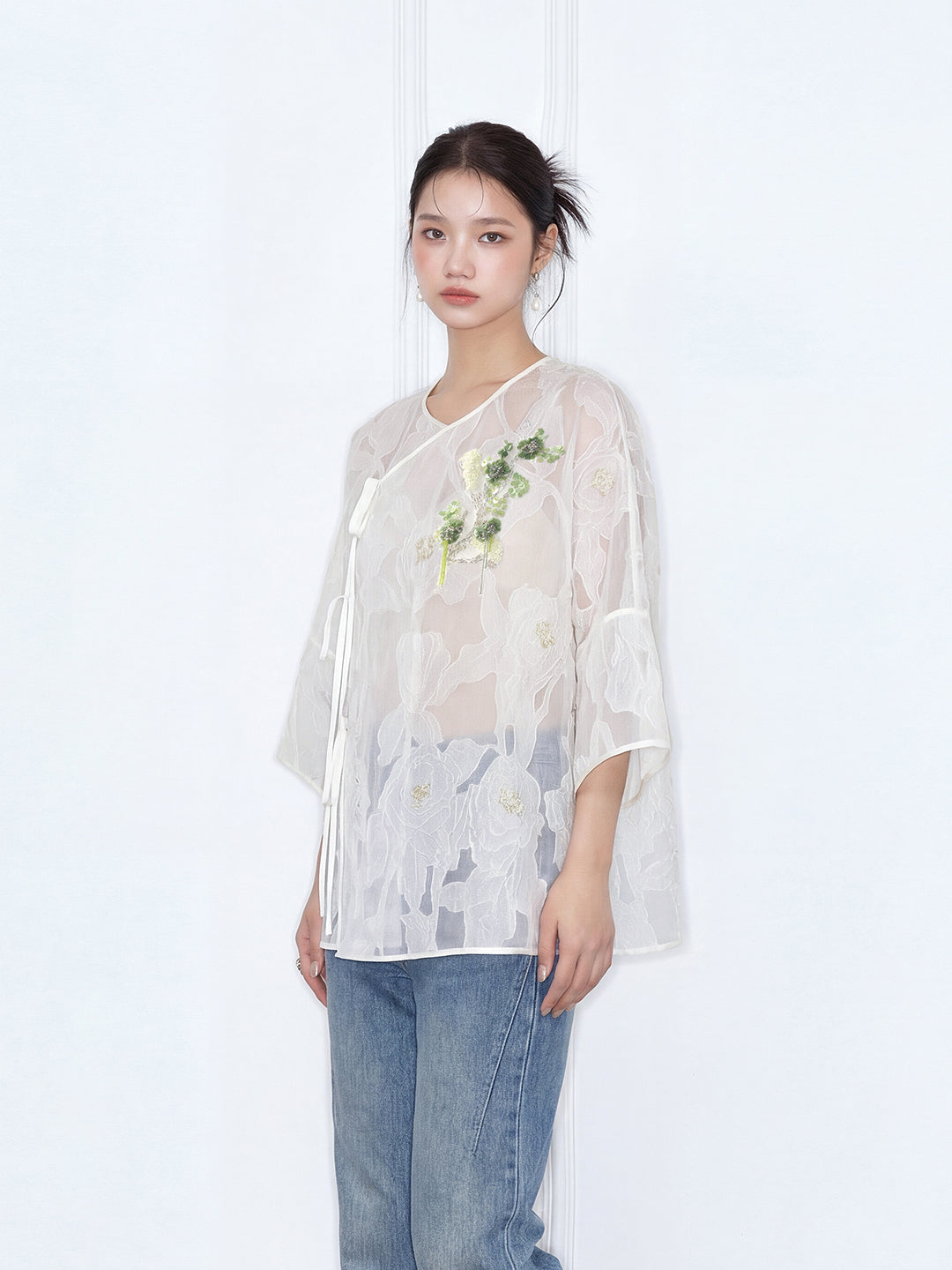 MUKZIN "Capsule Collection" New Chinese Style Embroidered Changyi Mulberry Silk Shirt