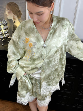 MUKZIN“Capsule Collection”Jacquard loose V-neck shirt
