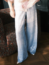 MUKZIN“Capsule Collection”Gradient Blue Sequin Loose Wide-Leg Pants