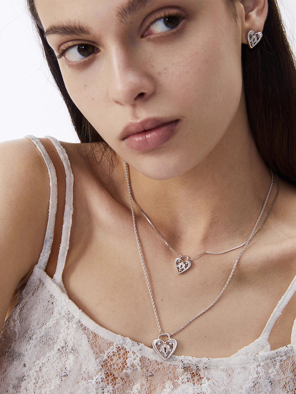 MUKTANK×SUN Lace heart lock simple chain