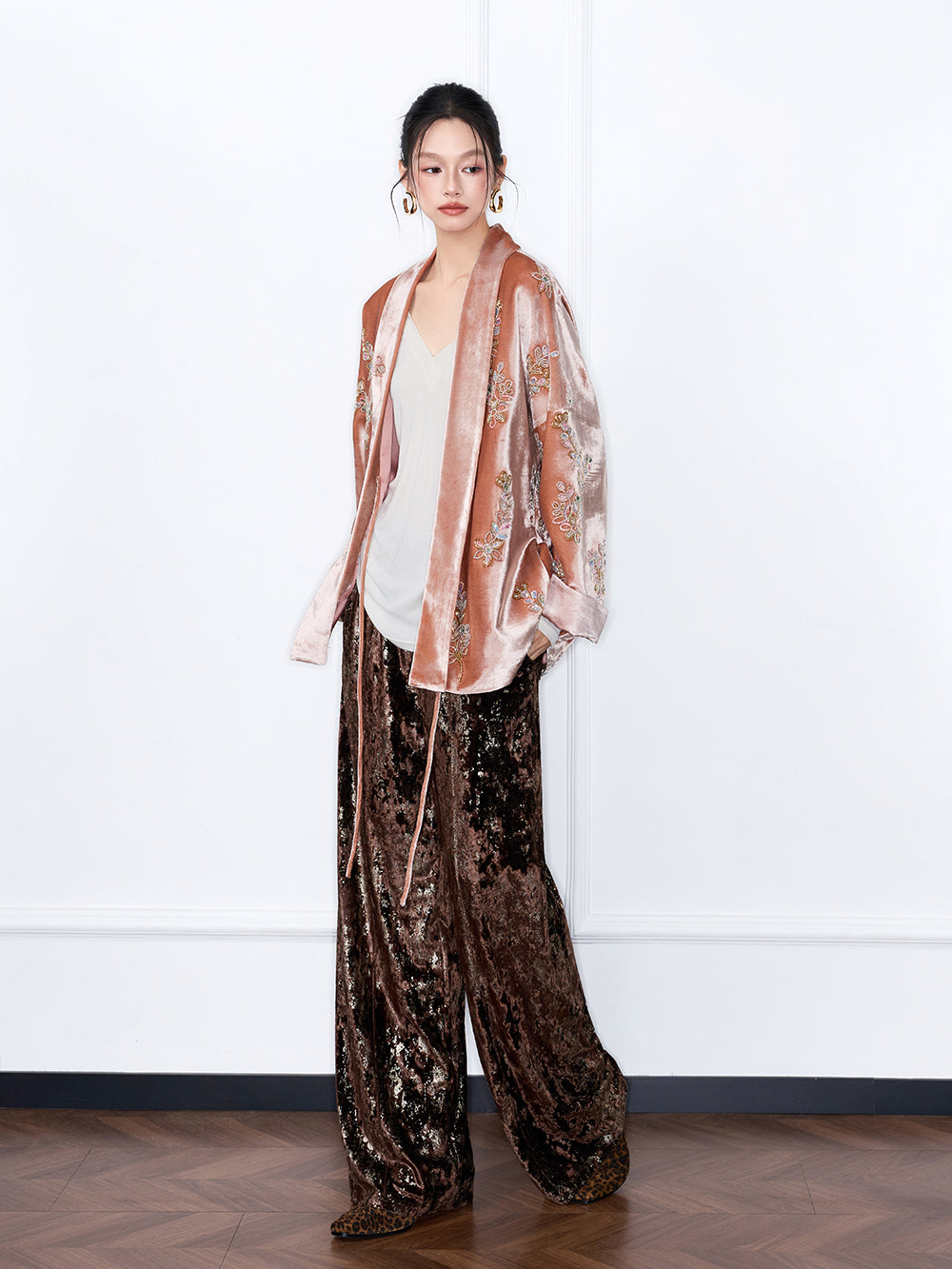 MUKZIN“Capsule Collection”Light Luxury Beaded Velvet Loose Fit Coat