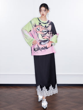 MUKZIN  Spring Prelude"Good Luck with the Snake" Floral Silhouette Long-sleeved Knitted Sweater