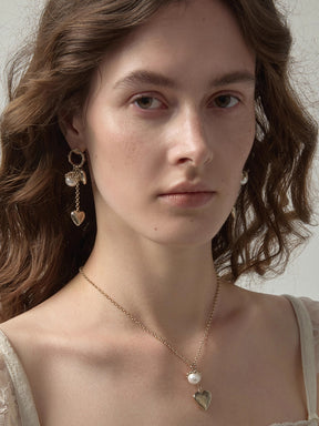 MUKTANK×SUN HUNTER Intricate Heart Faux Pearl Earrings