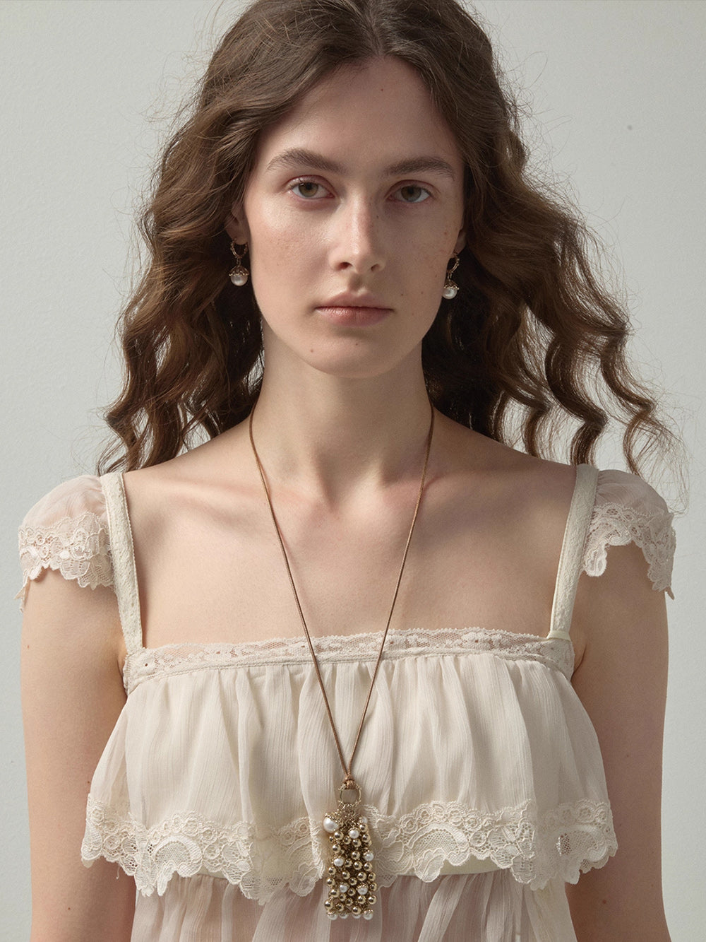 MUKTANK×SUN HUNTER Pearl Cluster Faux Pearl Adjustable Slider Necklace