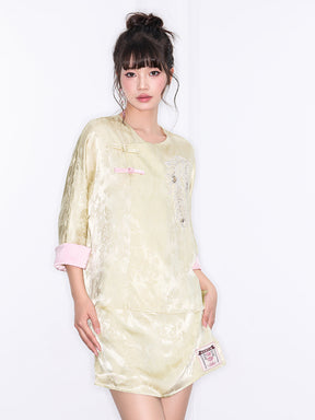 Mukzin "Ode To The New Summer"New Chinese-Style Embroidered Shirt With Frog Buttons On The Placket