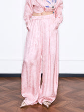 MUKZIN“Realm of Ethereal Mist”Pink Jacquard Draped Wide - Leg Pants