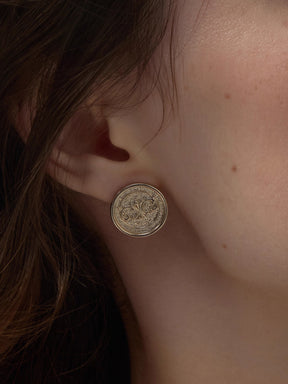 MUKTANK×SUN HUNTER Iris Coin Stud Earrings