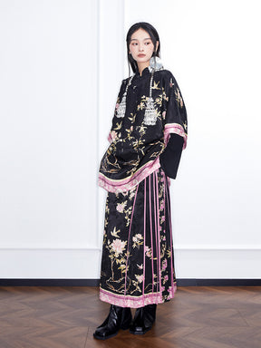 MUKZIN  Linglong “Abundant Flowers”New Chinese Style Dark Cloak.