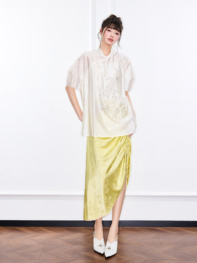 Mukzin "Ode To The New Summer"Short-Sleeved Shirt With New Chinese-Style Frog Buttons On The Placket