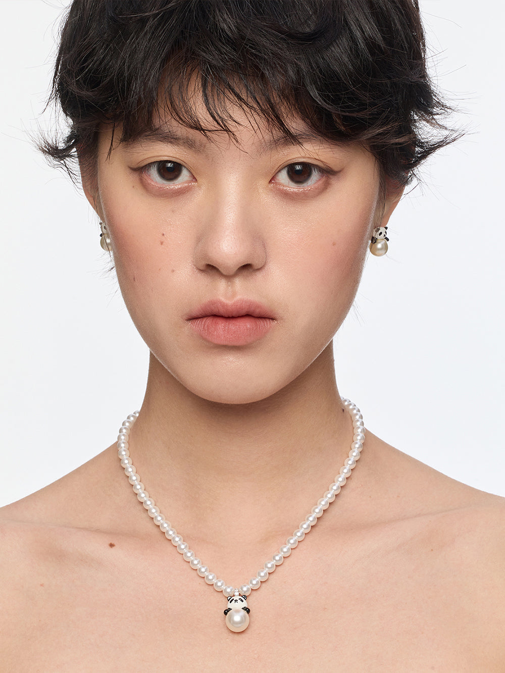 MUKTANK¡ÁSUN HUNTER Panda Full-Strand Large Faux Pearl Necklace