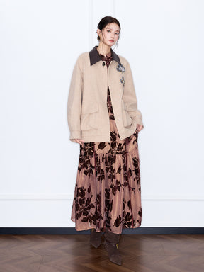 MUKZIN“The Sequence of Deer's Call”Light Camel Color Contrast Collar Oversized Silhouette Jacket
