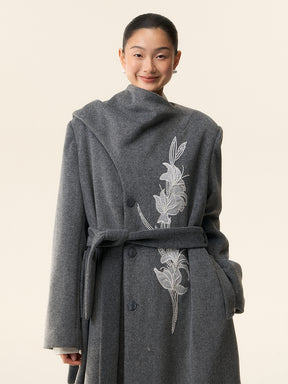 MUKTANK×LOUMUTAKU Gladiolus Beaded Embroidery Scarf Coat