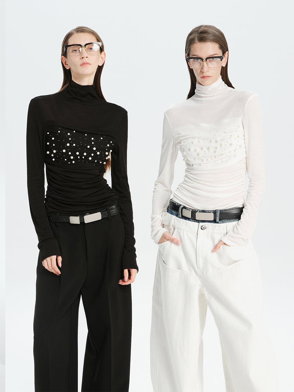 MUKTANK×MODULER Tencel-Wool Pearl Turtleneck Top