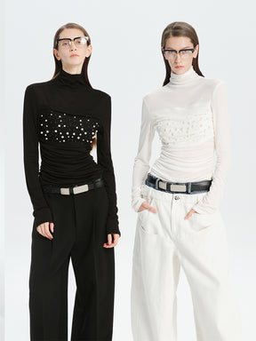 MUKTANK×MODULER Tencel-Wool Pearl Turtleneck Top