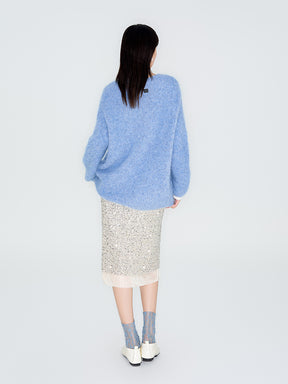 MUKZIN Linglong "Dusk Cloud" V-neck Oversized Alpaca Knitted Sweater