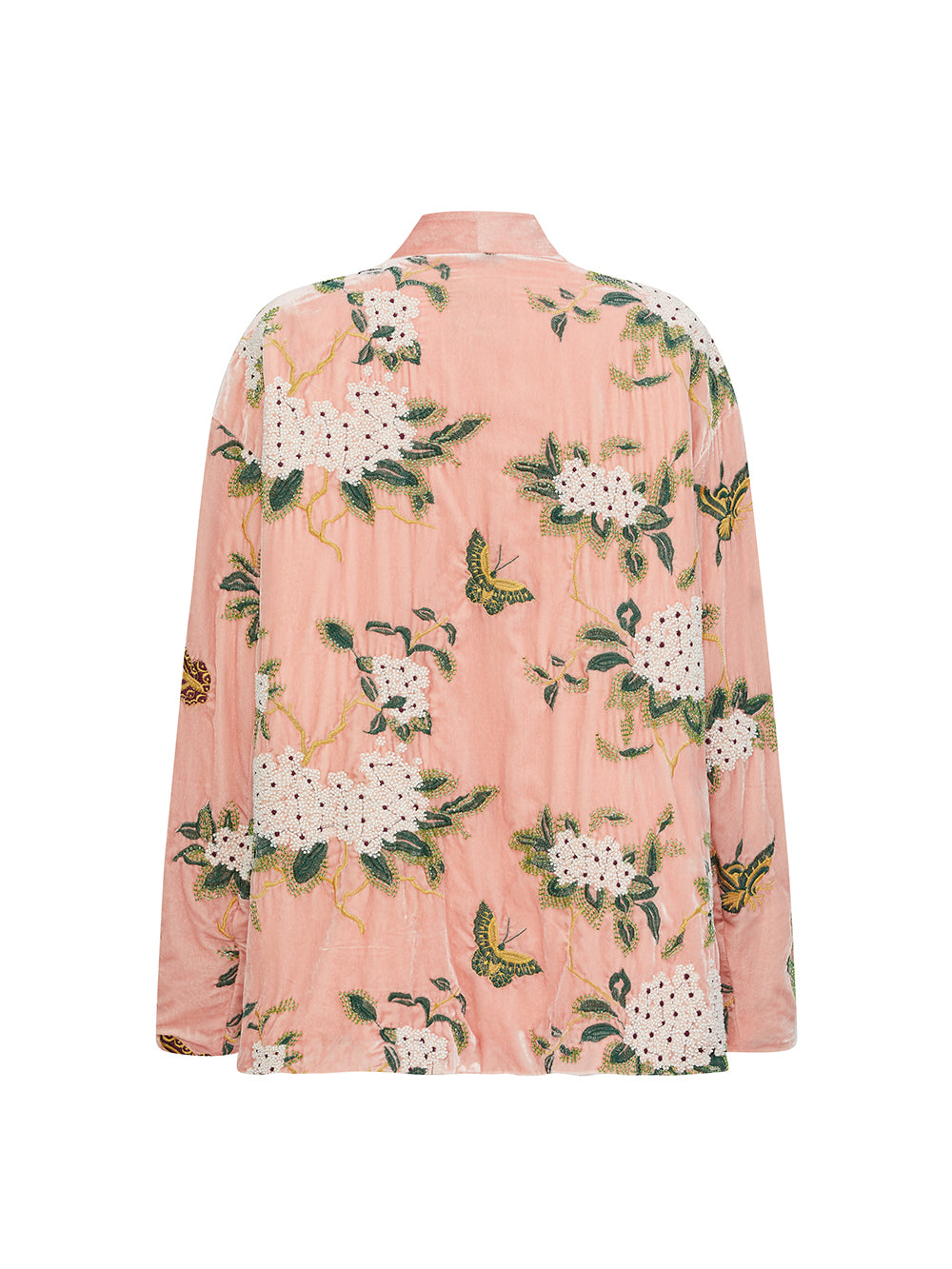 MUKZIN“The Sequence of Deer's Call”Pink Velvet Chinese-Style Floral Embroidery Loose Casual Outerwear