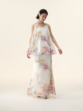 MUKTANK×LOUMUTAKU Bottom Half Skirt of the Light-colored Flower Cluster Suit