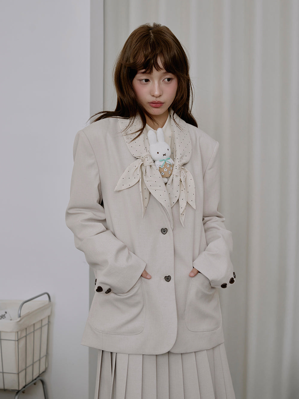 MUKTANK×LOUMUTAKU Polka Dot Bow Collar Set (Jacket Included)