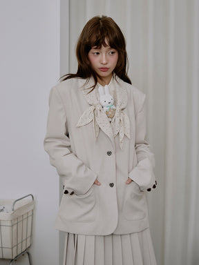 MUKTANK×LOUMUTAKU Polka Dot Bow Collar Set (Jacket Included)