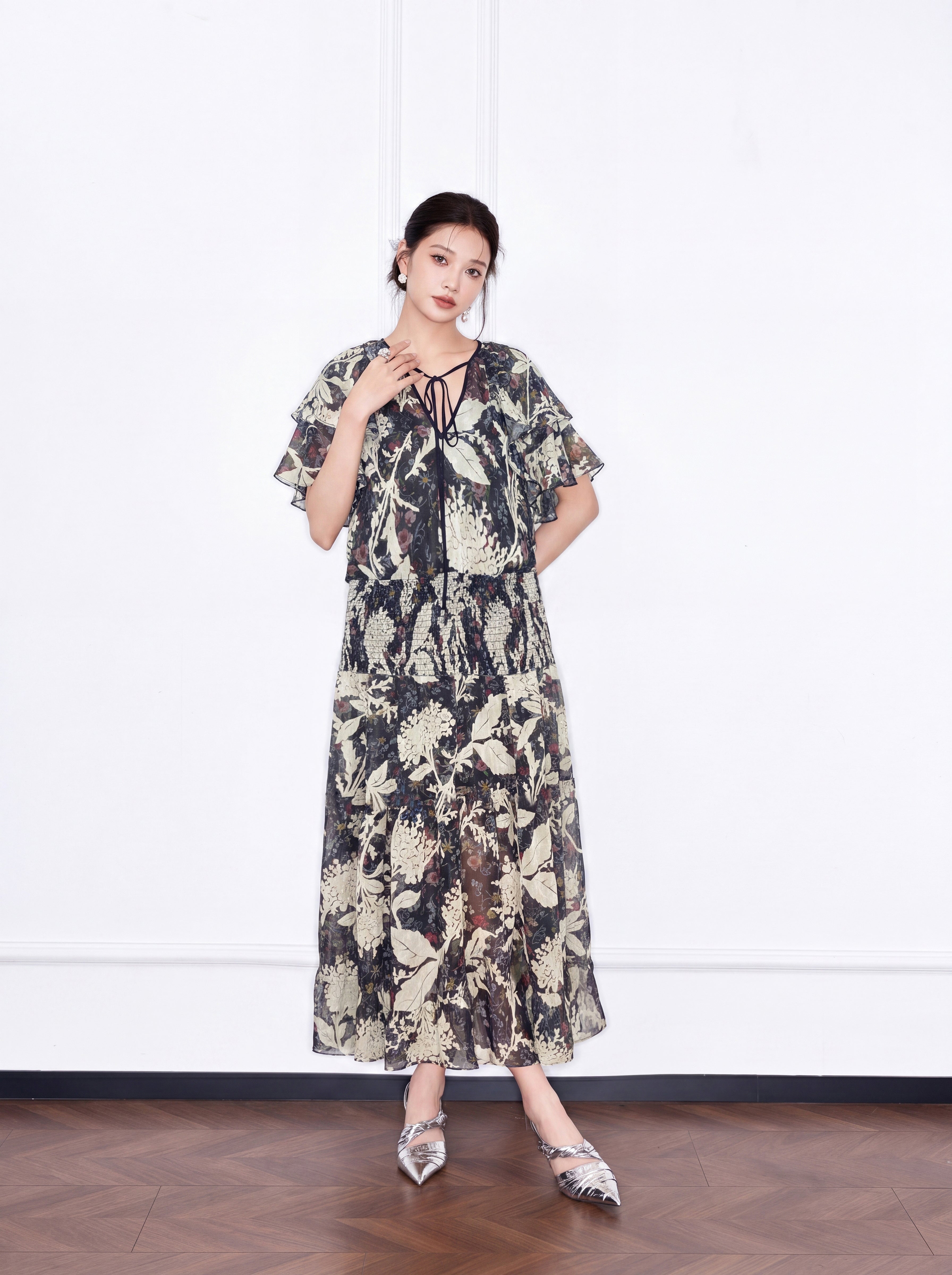 MUKZIN×"Capsule Collection" Modern Chinese Printed Resort 2-Piece Dress