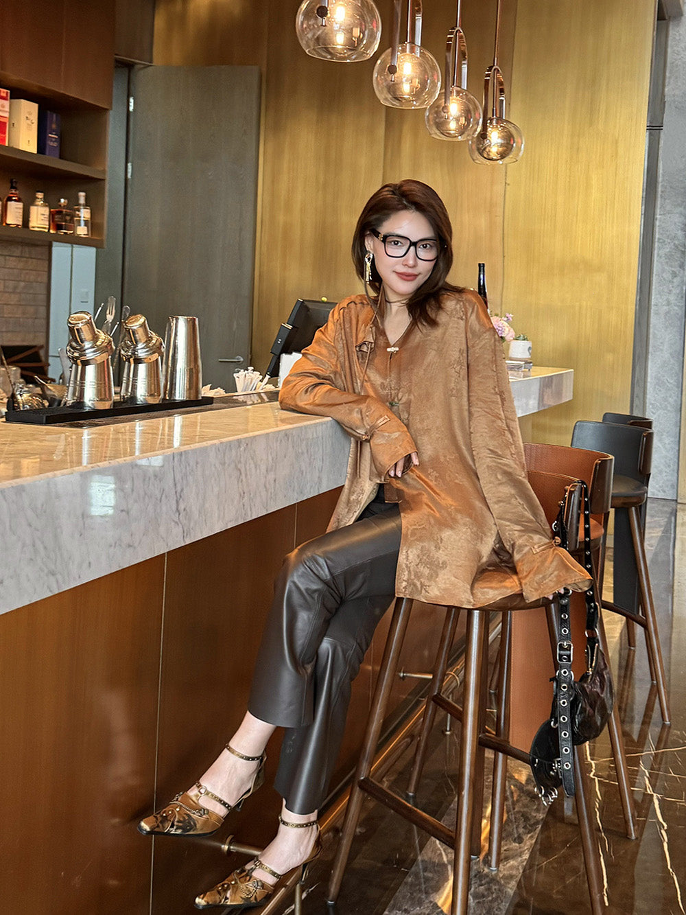 MUKZIN“Capsule Collection”Retro Chinese-style Frog Button Silk-like Satin Jacquard Shirt