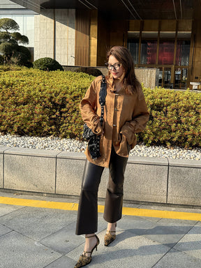 MUKZIN“Capsule Collection”Retro Chinese-style Frog Button Silk-like Satin Jacquard Shirt