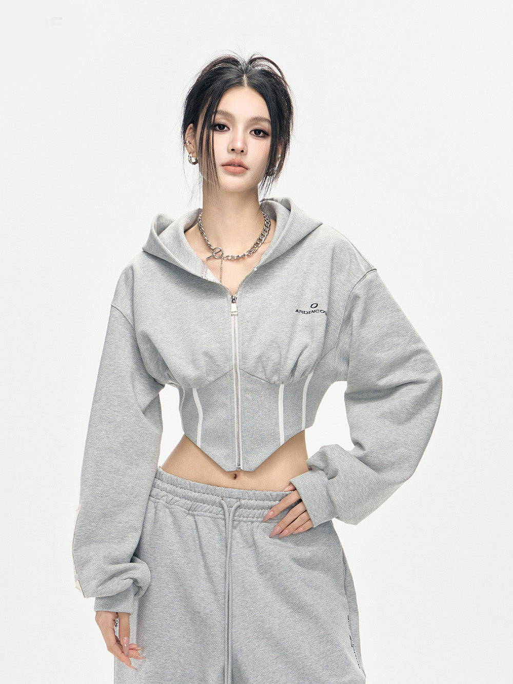 MUKTANK × ARDENCODE Women's Long - sleeved Sports Hooded Sweatshirt Coat