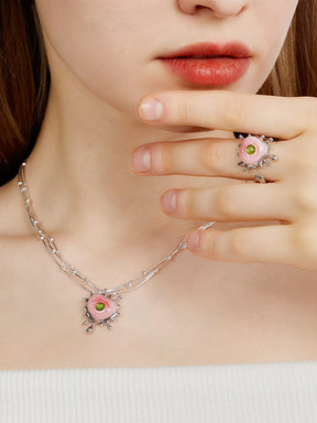 MUKTANK X QUANDO Pink Monster Sterling Silver Necklace