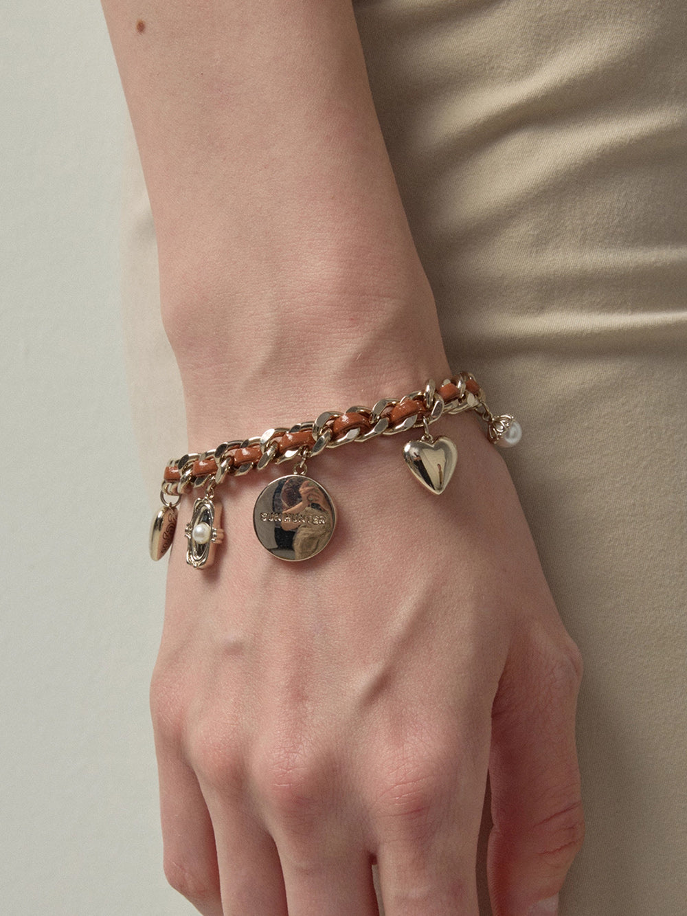 MUKTANK×SUN HUNTER Iris Coin PU Braided Rope Bracelet